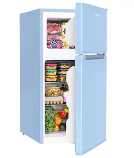 BANGSON - 3.2 CU.FT Mini Fridge with Freezer,2-Door Compact Refrigerator for Bedroom, Office, Dorm, Home, RV - Blue