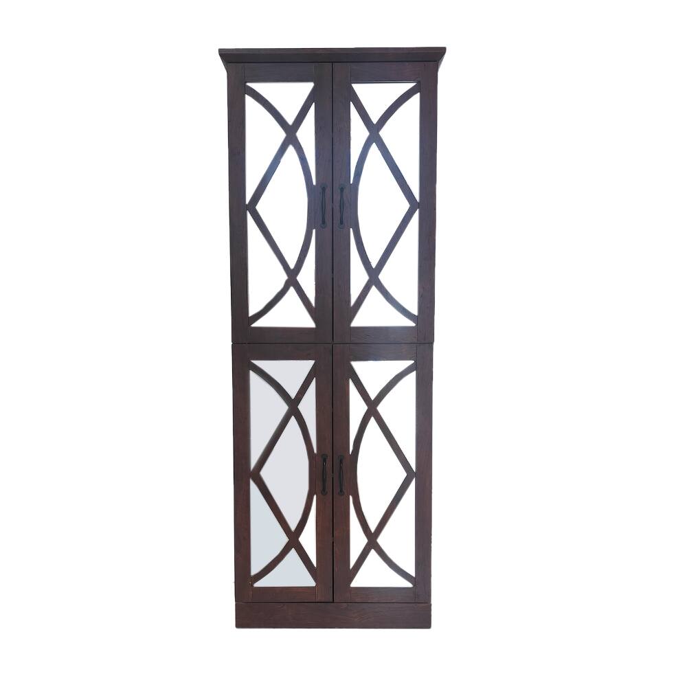 Angle. Loheer - Loheer 68-inch tall shoe cabinet with doors, Walnut Brown 8-tier shoe storage cabinet, 25.6 W x 68 H - Walnut Brown.