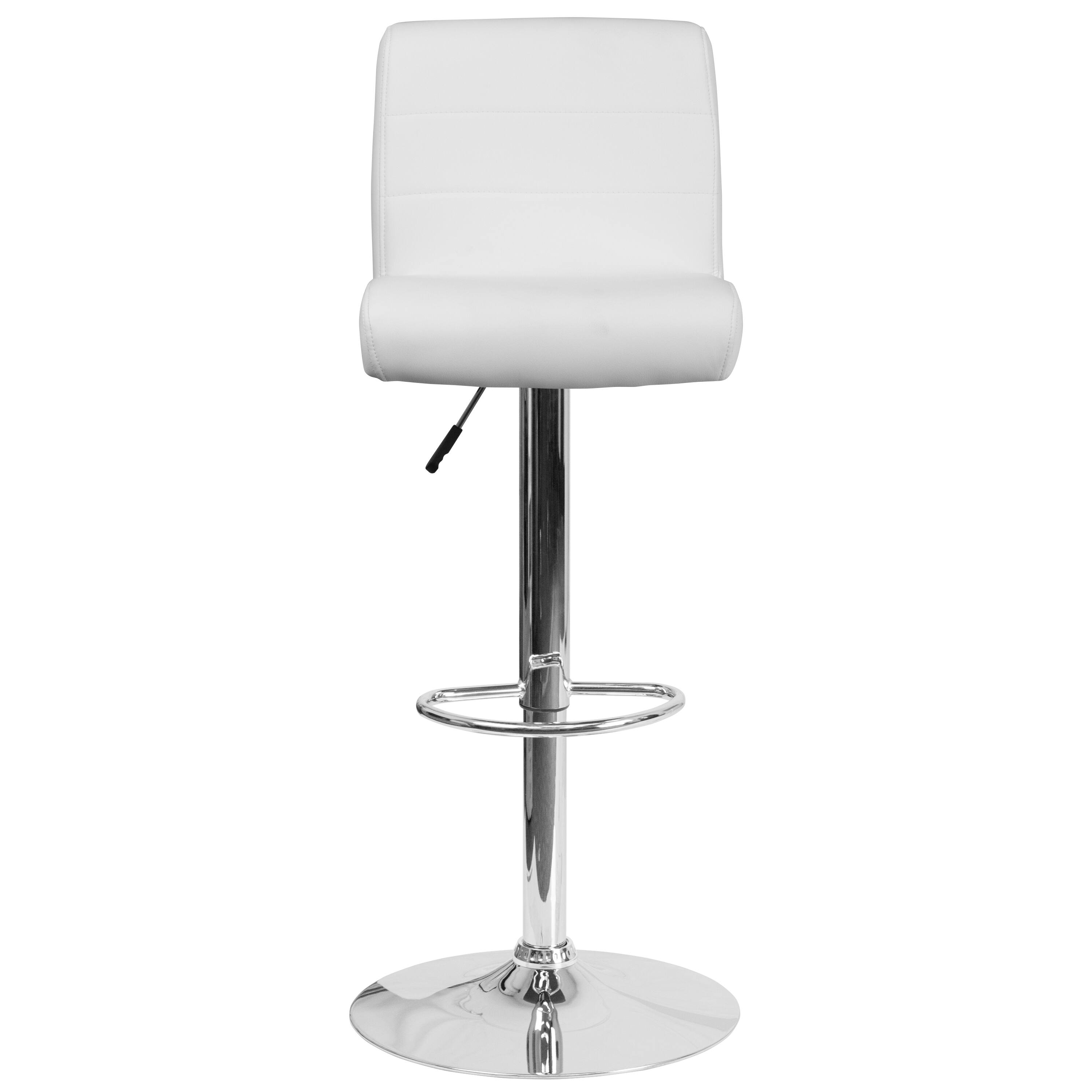 Alt View 7. Emma + Oliver - Swivel Rolled Seat Adjustable Height Barstool with Chrome Base - White.