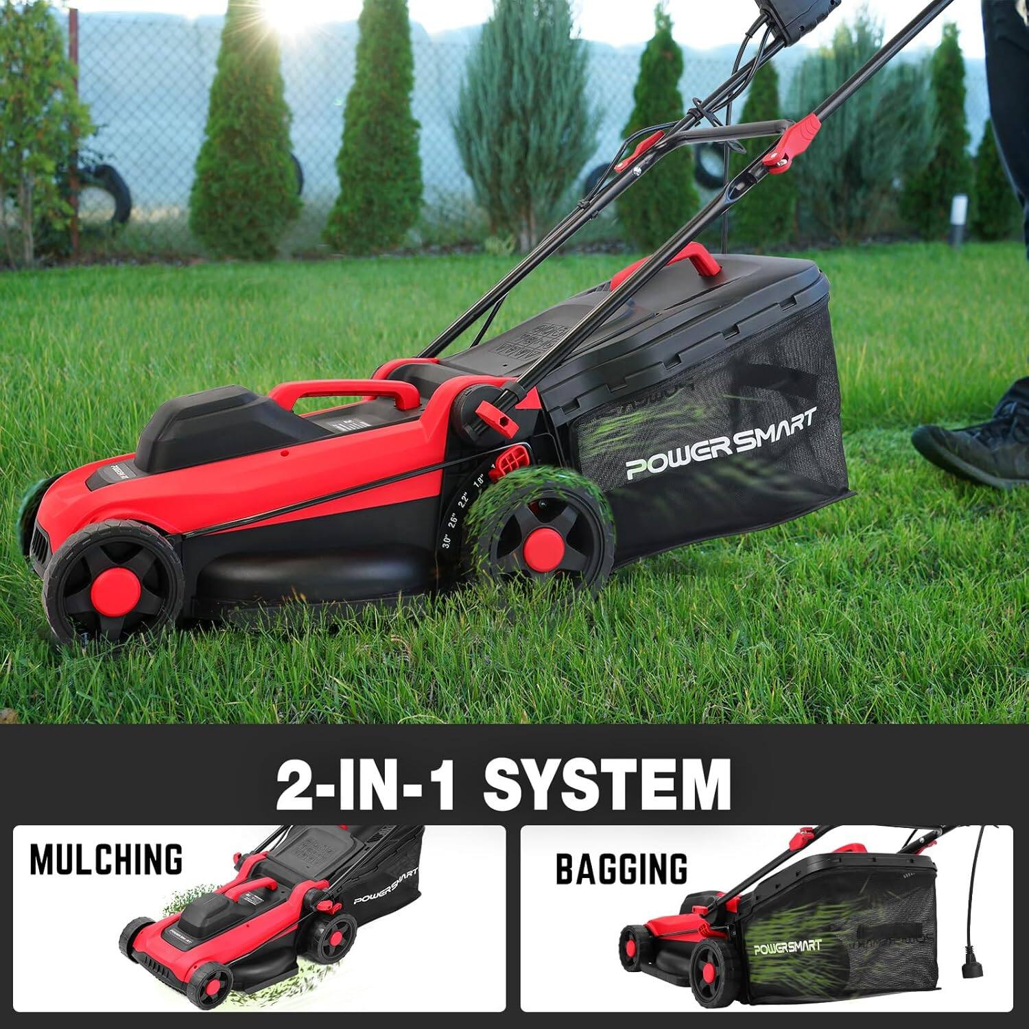 1. IF IF WW  
   POWERSMART SMART POWER 2-IN-1 SYSTEM  
   MULCHING BAGGING  

2. PUSH  
   TRIMMER