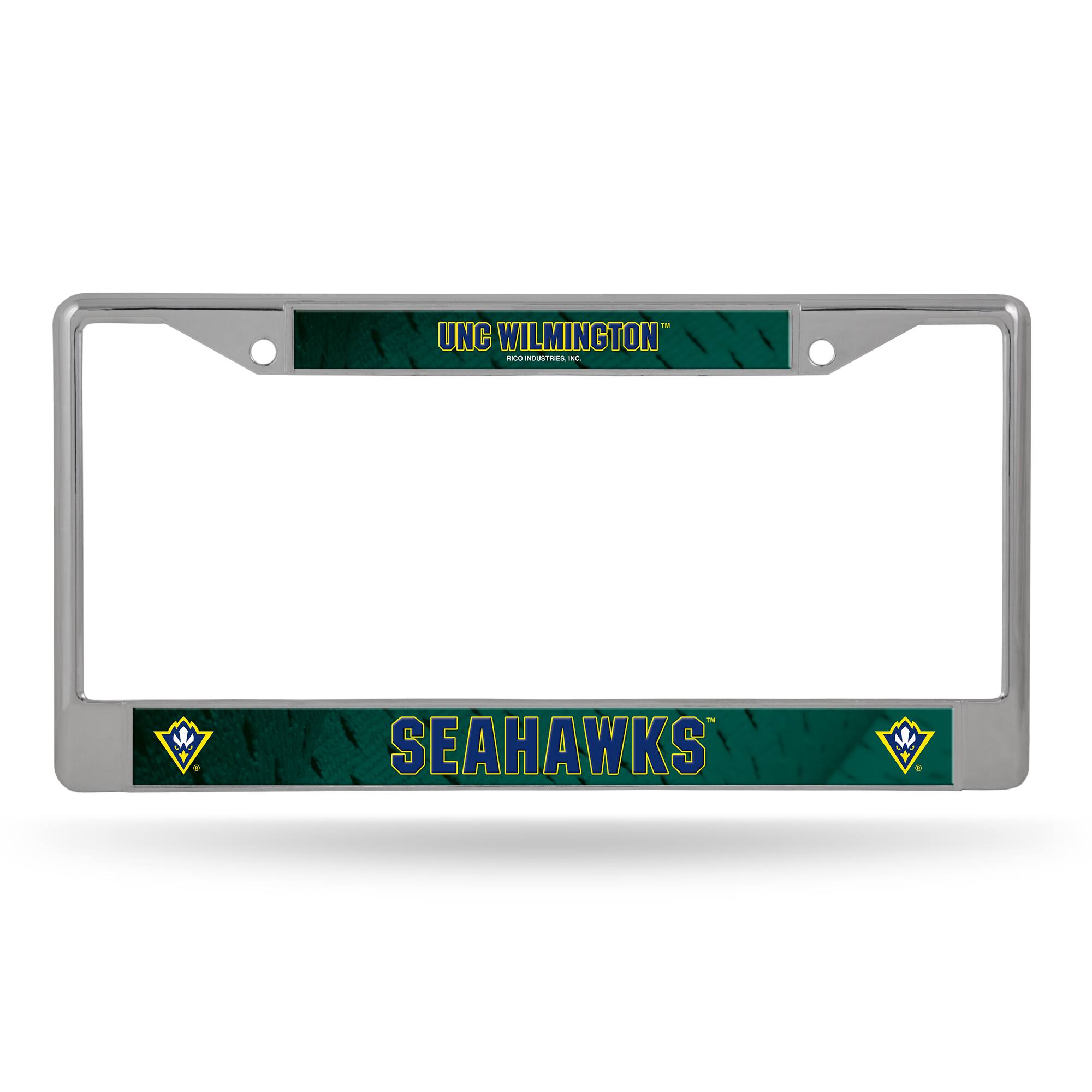 UNC Wilmington Seahawks - 12" x 6" Standard Size - Chrome Metal License Plate Frame