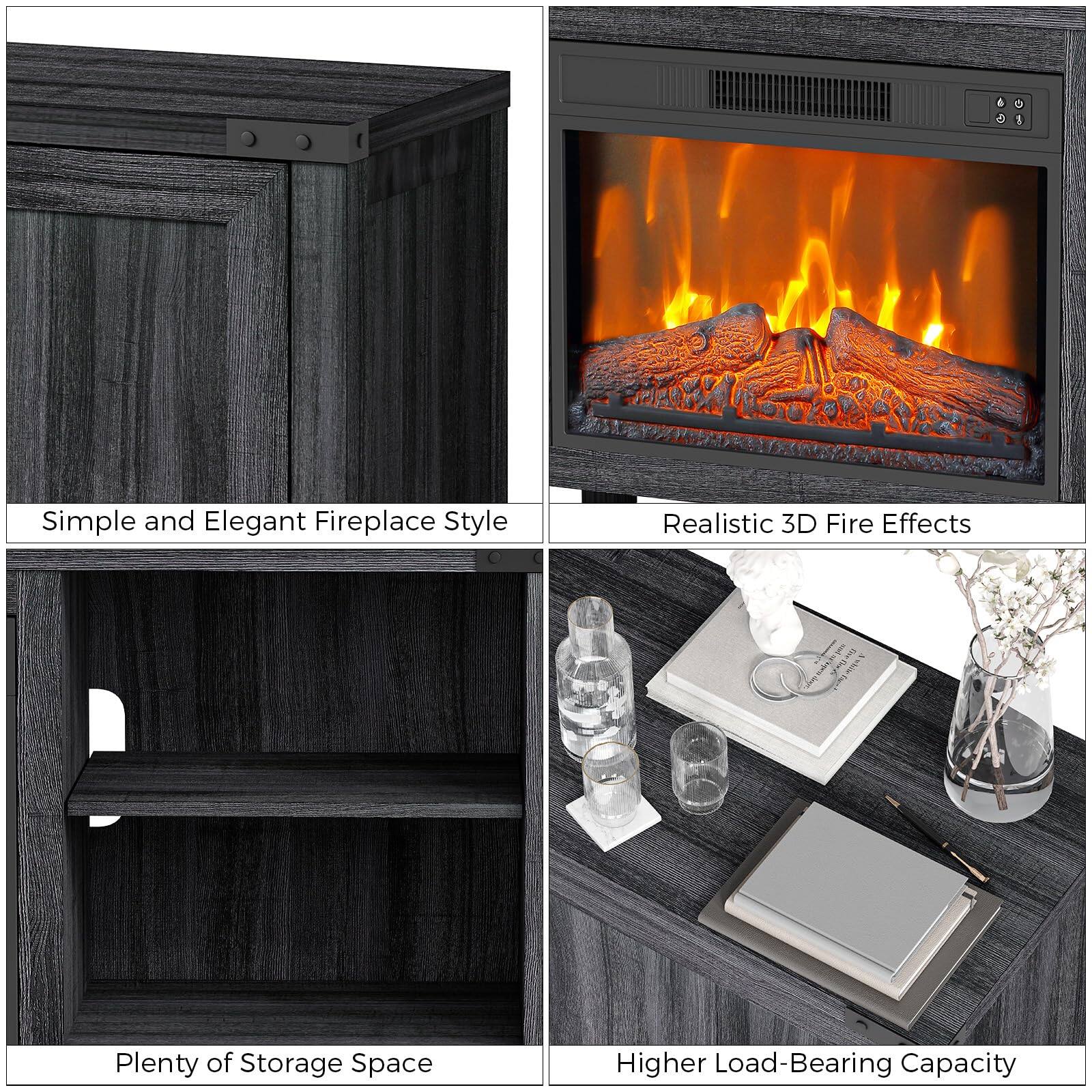 - Simple and Elegant Fireplace Style
- Realistic 3D Fire Effects
- Plenty of Storage Space
- Higher Load-Bearing Capacity