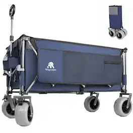 Loheer - Extra Large Foldable Utility Wagon, 560 lb Heavy Duty Steel Frame for Beach, Garden and Camping