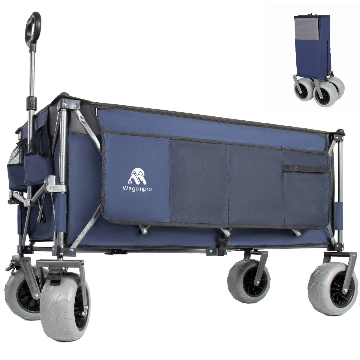 Front. Loheer - Loheer Extra Large Foldable Utility Wagon, 560 lb Heavy Duty Steel Frame for Beach, Garden and Camping.