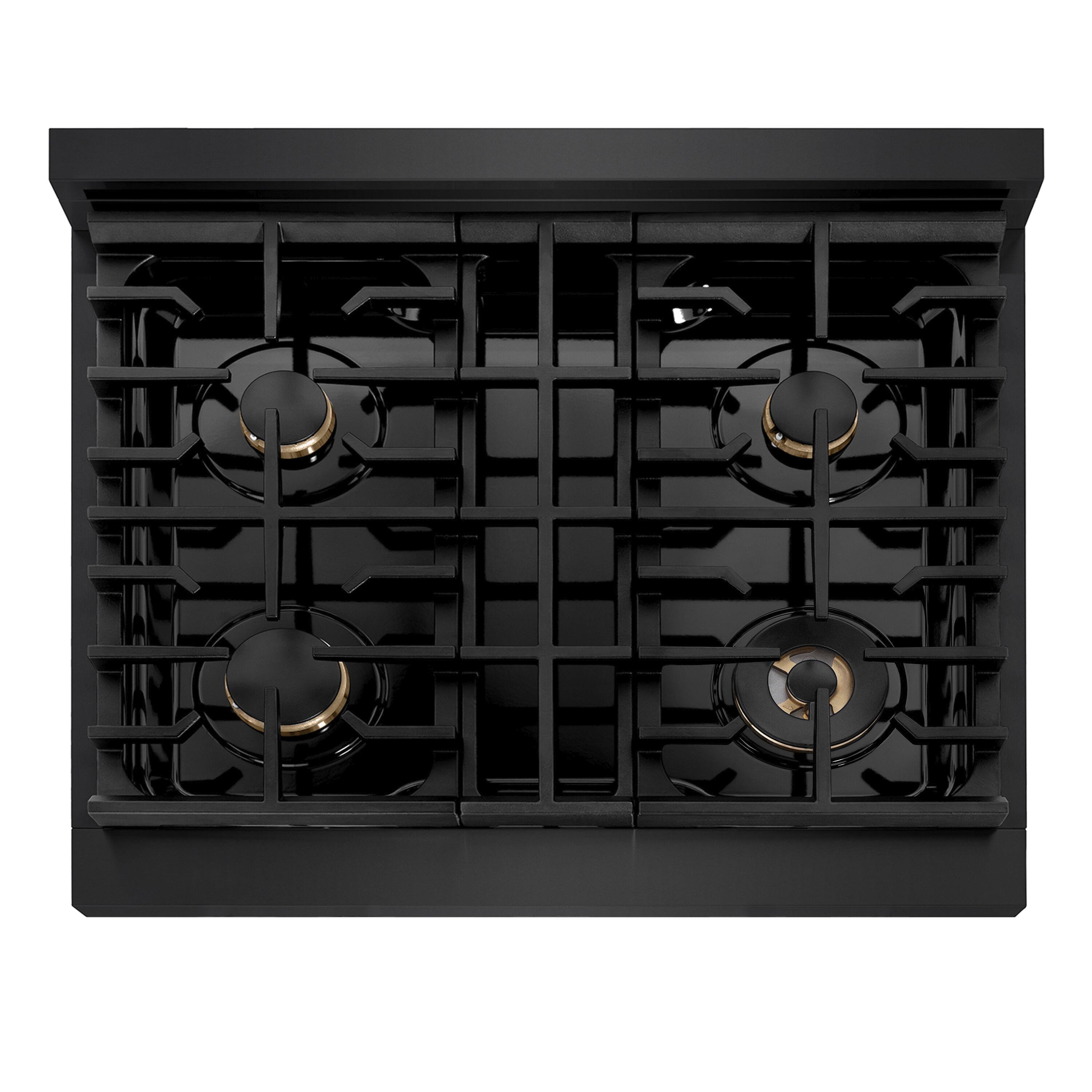 Left. ZLINE - ZLINE 30 in. Autograph Paramount Rangetop with Bronze Accents (SRTBZ-30-CB) - Black Stainless Steel.