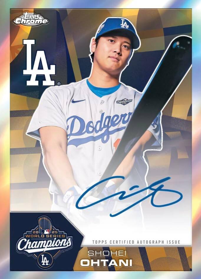 Topps Chrome LA LA Words Deger Cit 20 25 WORLD SERIES TOPPS CERTIFIED AUTOGRAPH ISSUE Champions SHOHEI LA OHTANI