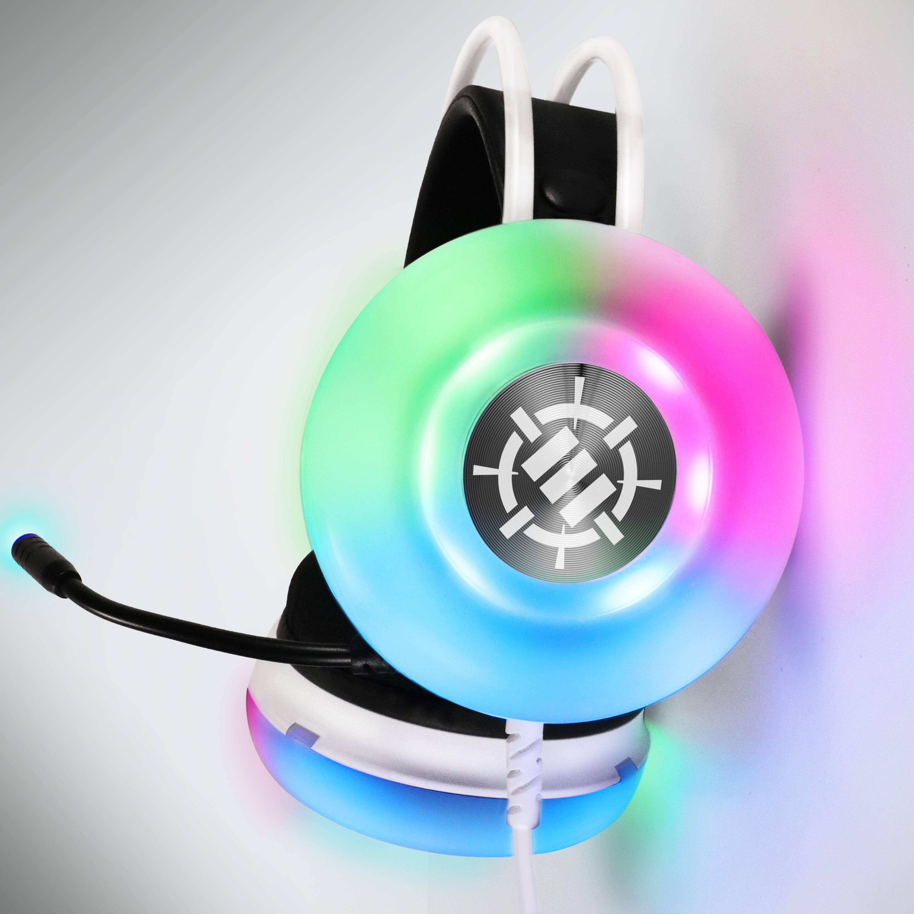Alt View 2. ENHANCE - Theorem 3 White Headset - PC Gaming Headset with 2.0 Stereo Sound, 50mm Drivers - White.
