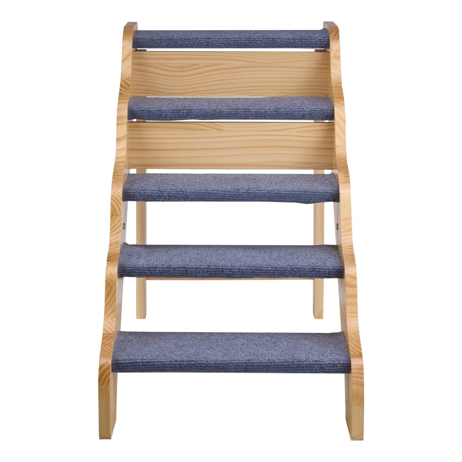Alt View 5. VEVOR - Wood Pet Stairs, 5-Step Dog Stairs for High Beds, Sofa & Cars, 150lbs Load Capacity, Non-Slip Surface - Wood color.