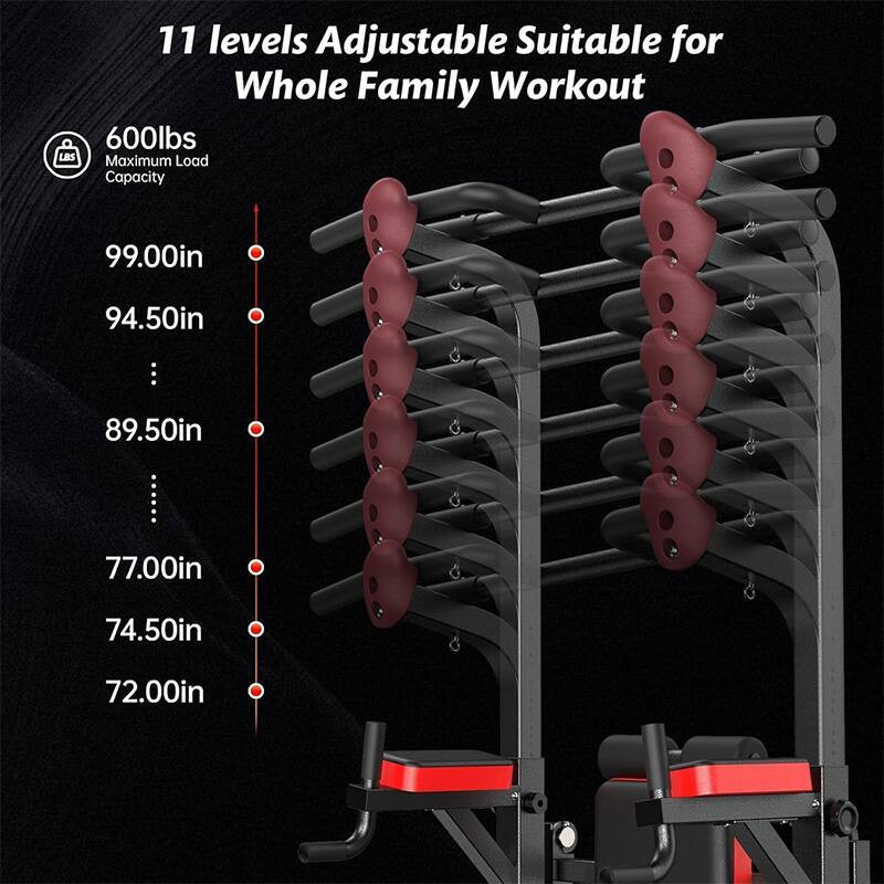 11 levels Adjustable Suitable for Whole Family Workout  
600lbs Maximum Load Capacity  
99.00in  
94.50in  
89.50in  
77.00in  
74.50in  
72.00in