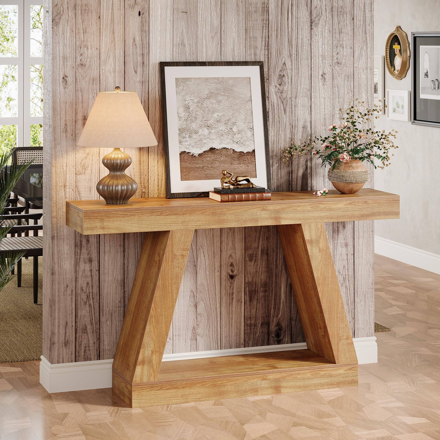 Tribesigns Farmhouse Console Table, 55 Inch Rustic Sofa Table with ...