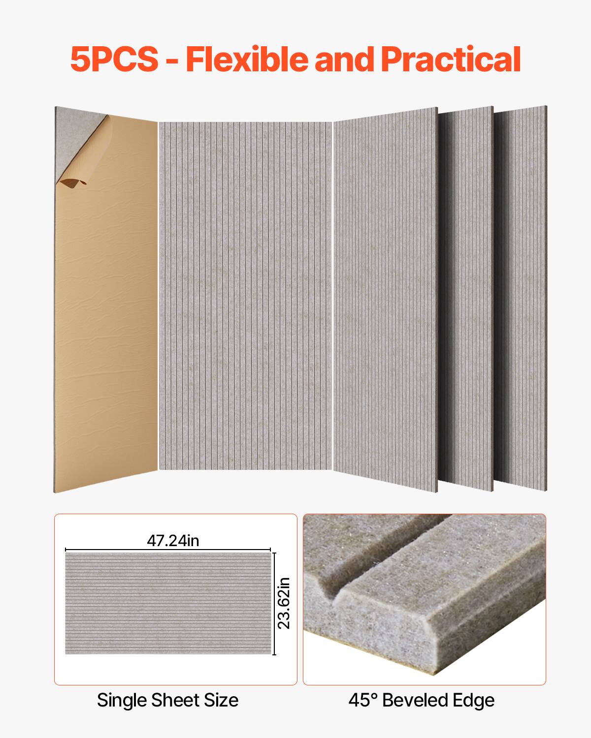 5PCS - Flexible and Practical

Single Sheet Size: 47.24in x 23.62in

45° Beveled Edge