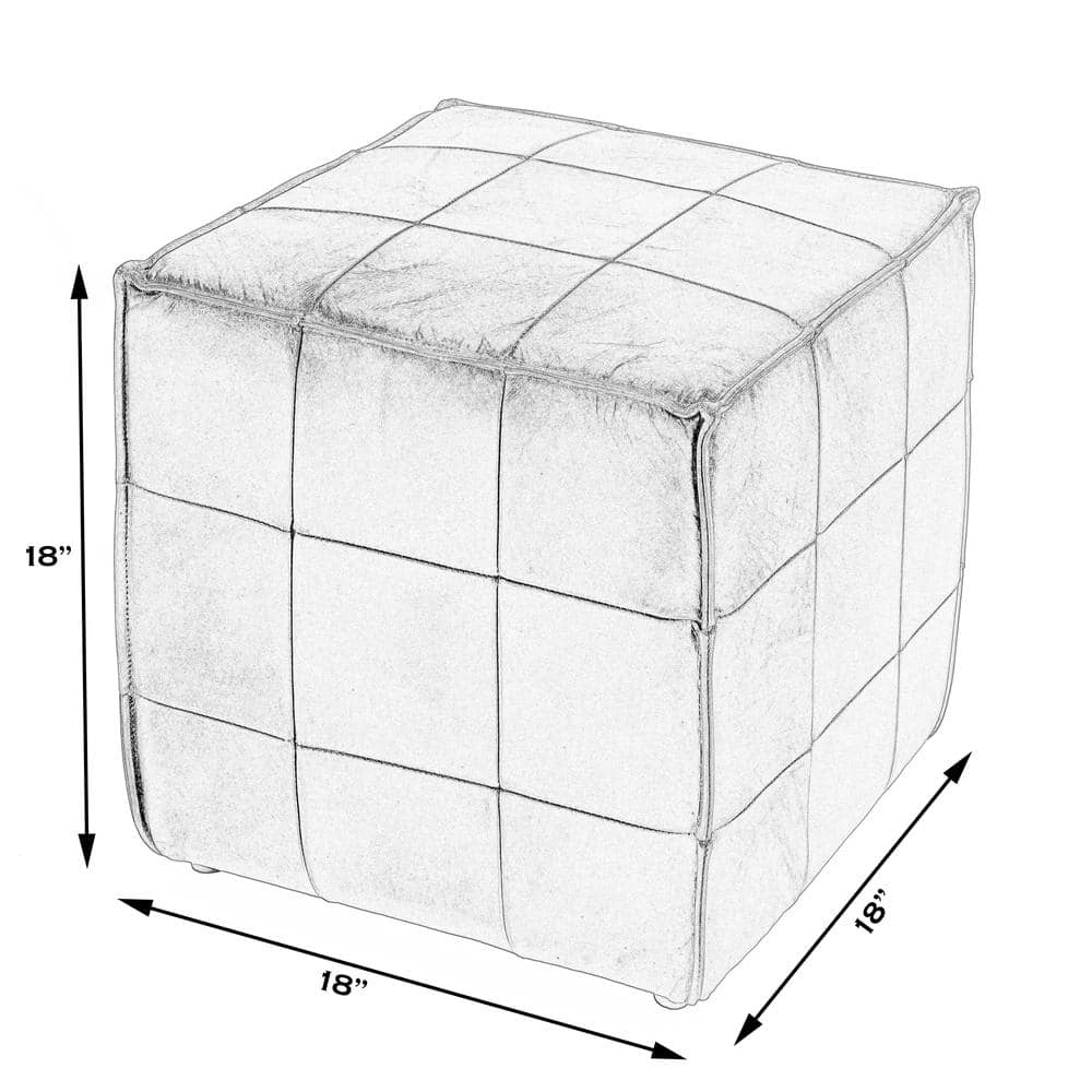 Butler Specialty - Leon Leather Cube Ottoman - Dark Brown