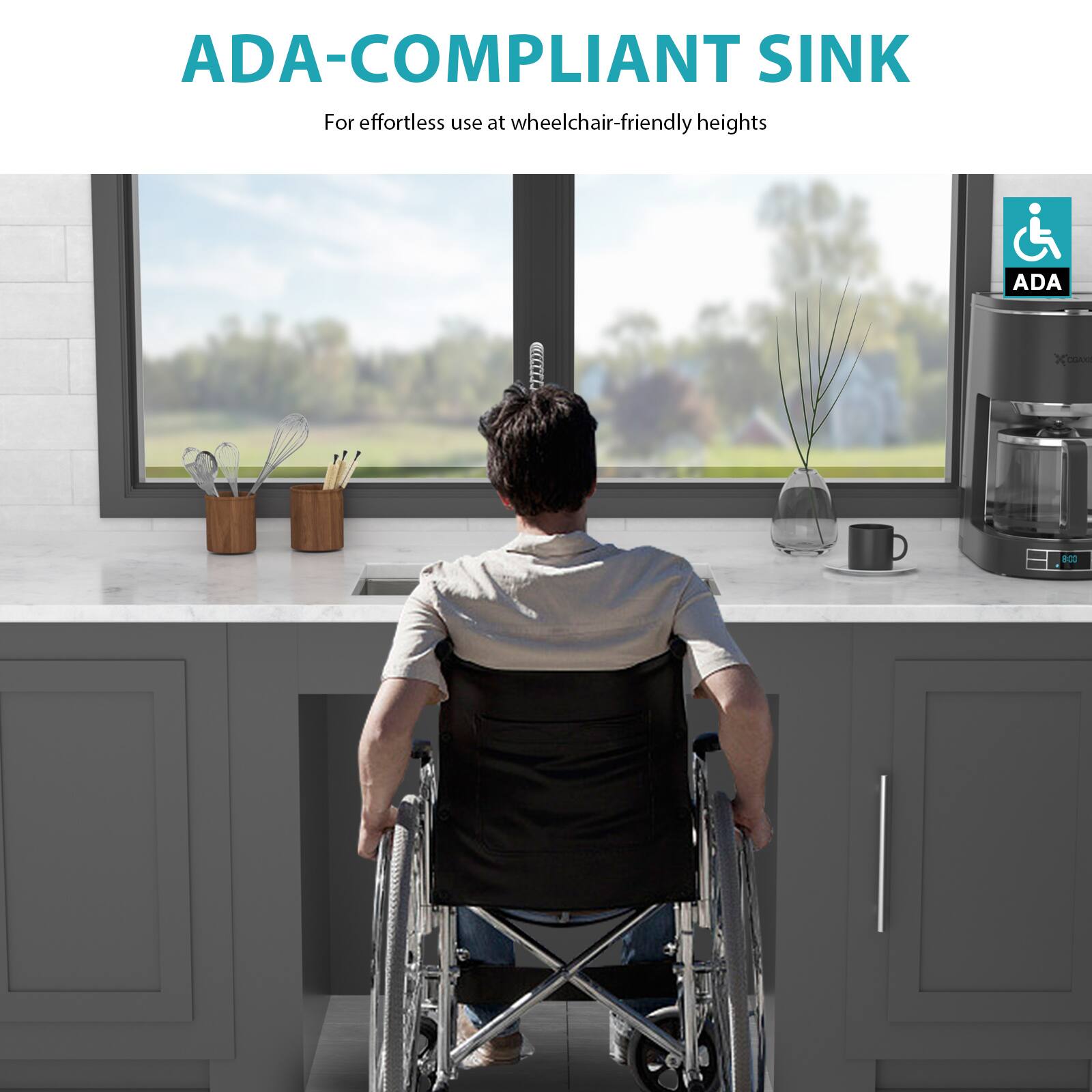 ADA-COMPLIANT SINK  
For effortless use at wheelchair-friendly heights
