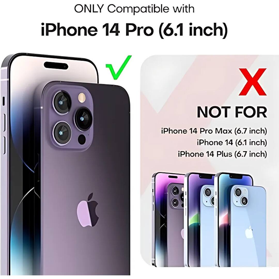ONLY Compatible with iPhone 14 Pro (6.1 inch) NOT FOR iPhone 14 Pro Max (6.7 inch) iPhone 14 (6.1 inch) iPhone 14 Plus (6.7 inch)