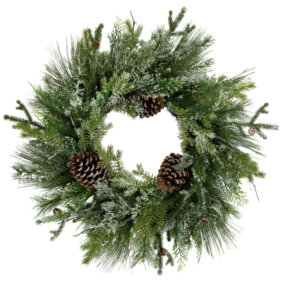 Northlight Frosted Mixed Pine and Cedar Artificial Christmas Wreath 28 ...