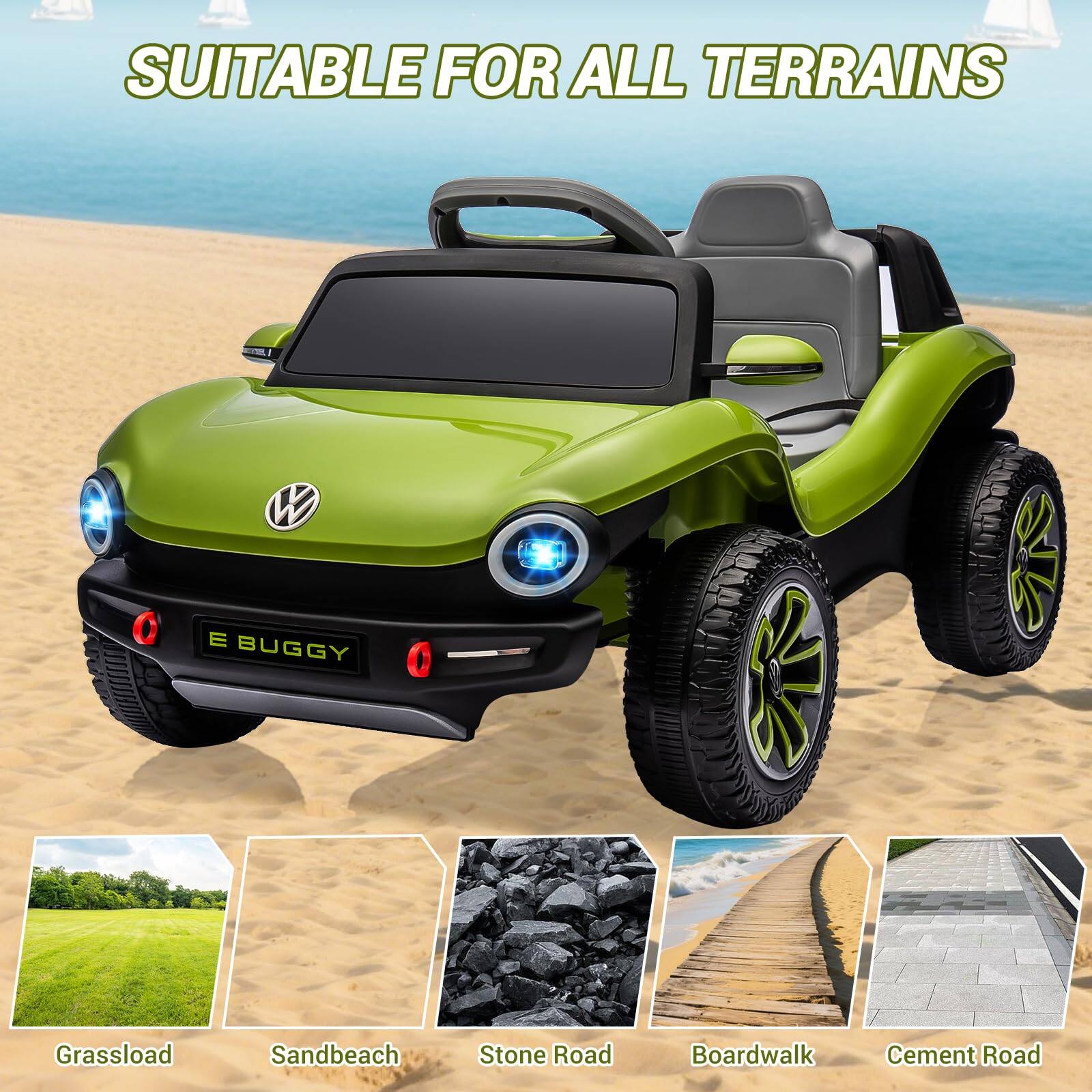 SUITABLE FOR ALL TERRAINS

E BUGGY

Grassload  
Sandbeach  
Stone Road  
Boardwalk  
Cement Road