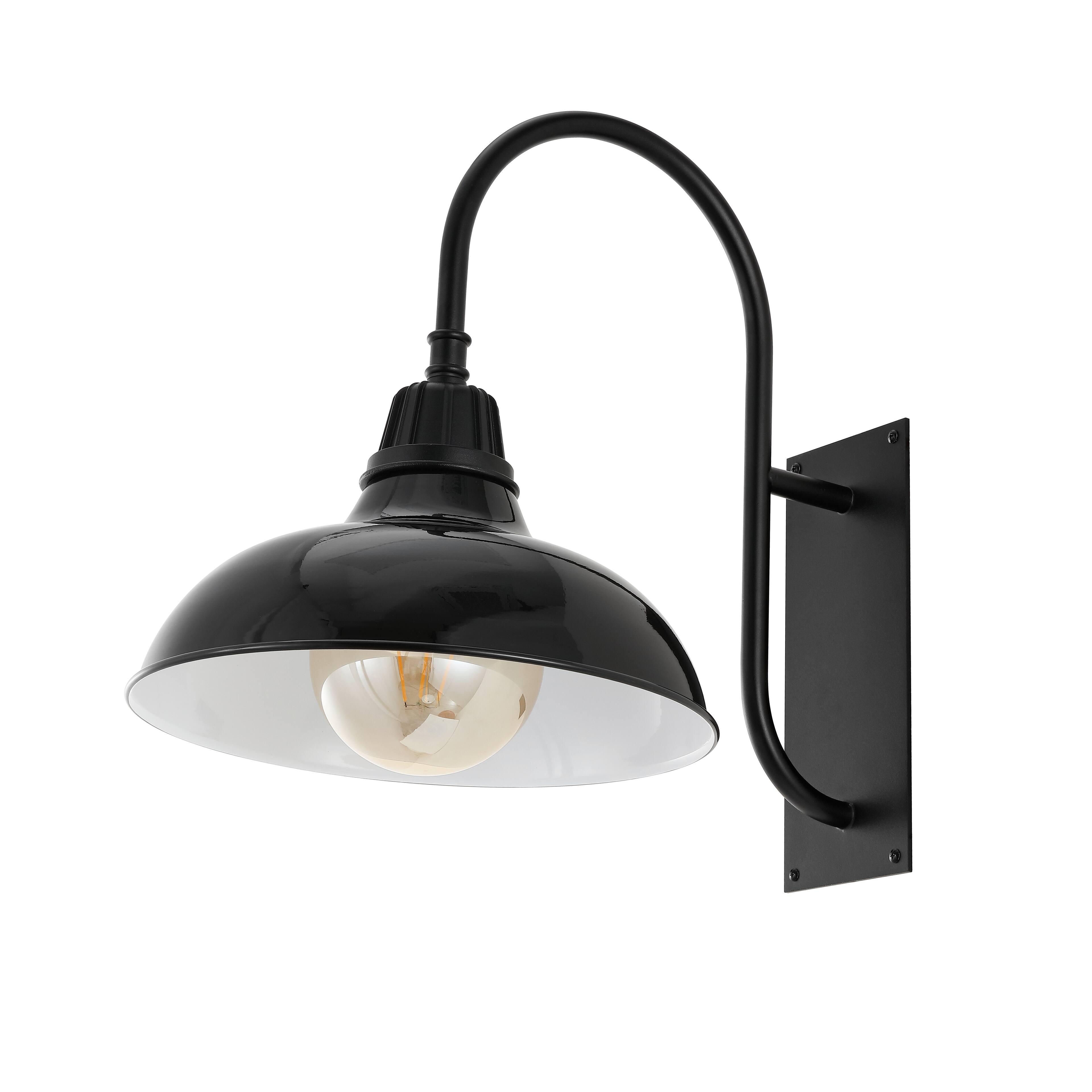 Alt View 5. Jonathan Y - Stanley 12.25" 1-Light Farmhouse Industrial Indoor/Outdoor Iron LED Gooseneck Arm Outdoor Sconce, Black - Black.