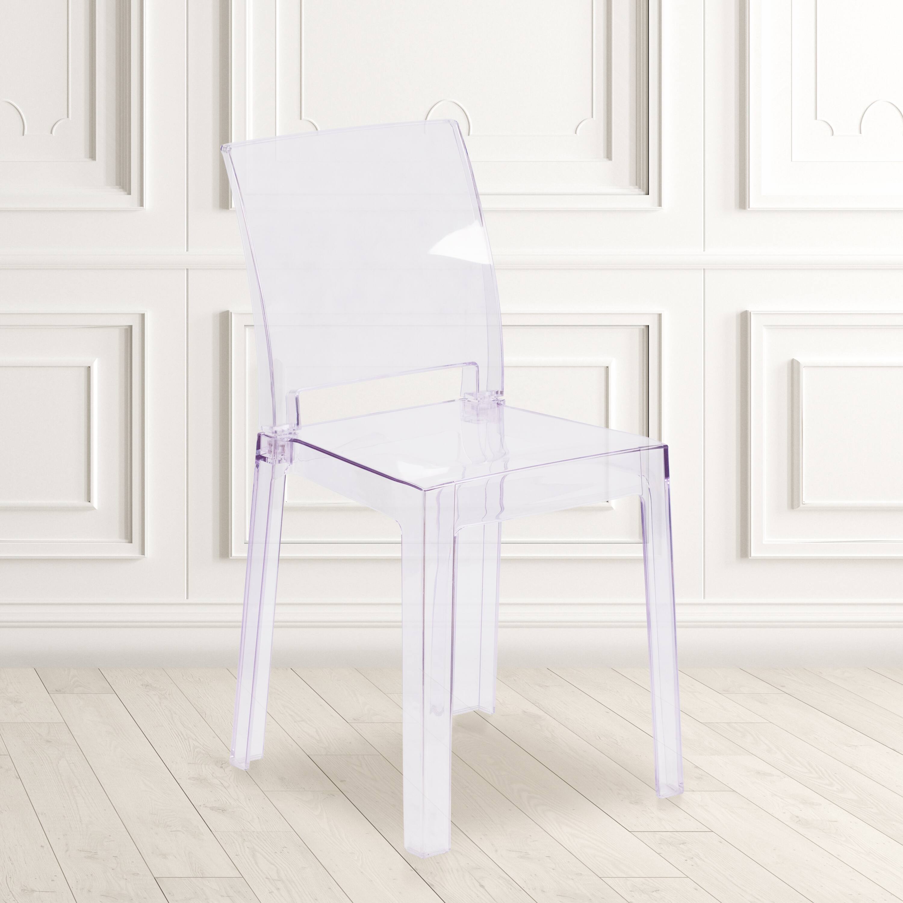 Alt View 1. Emma + Oliver - Ghost Chair with Square Back - Transparent Crystal.