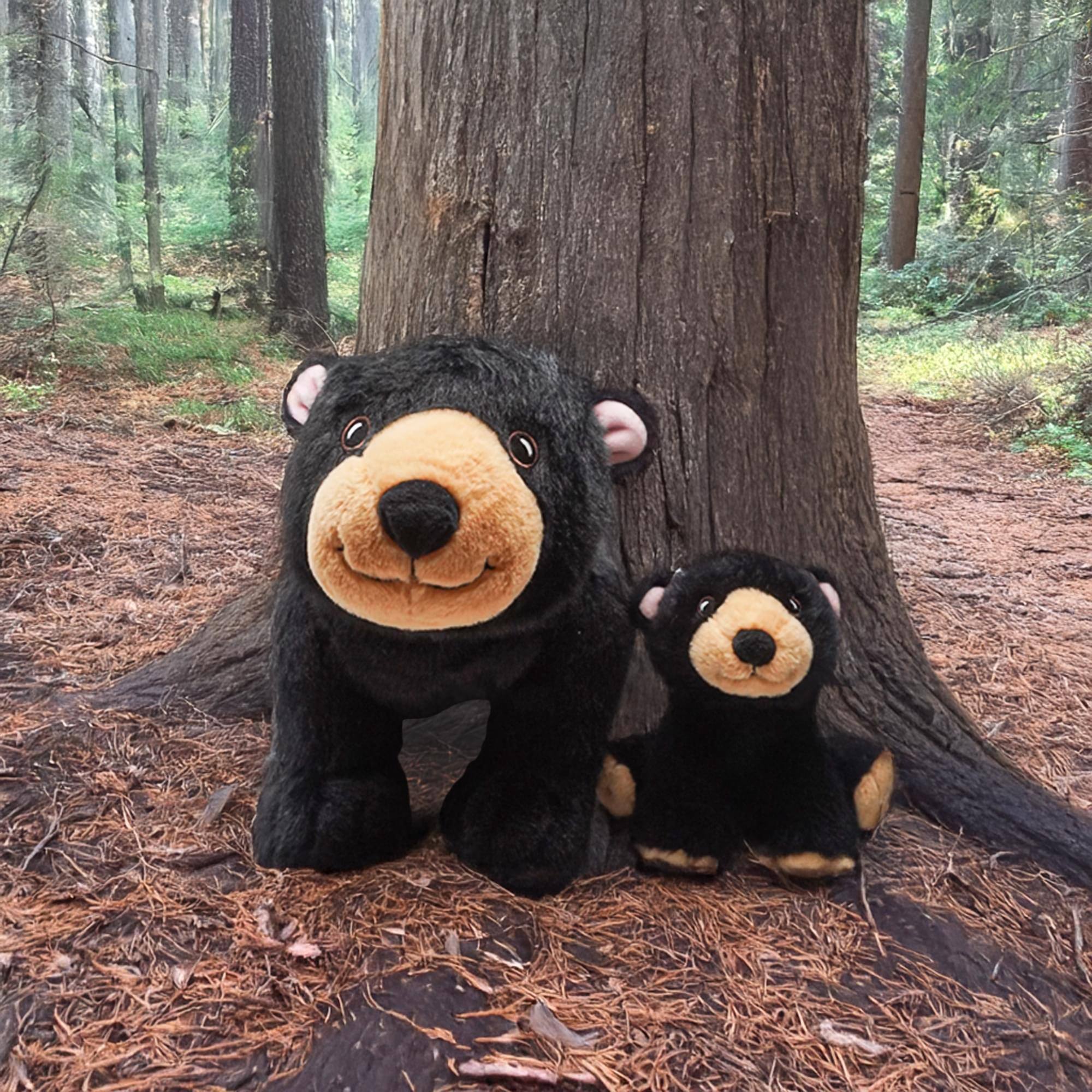 Alt View 2. TriAction Toys - Snooze Monsters Interactive Bedtime Plush Set | Black Bear With Baby - Black.