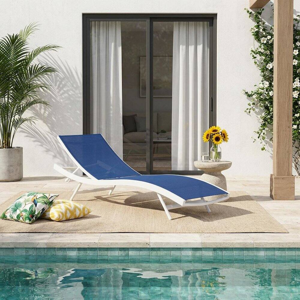 Angle. Outdoor Escape - Outdoor Patio Chaise Lounge Chair In Durable Weatherproof Material - White.
