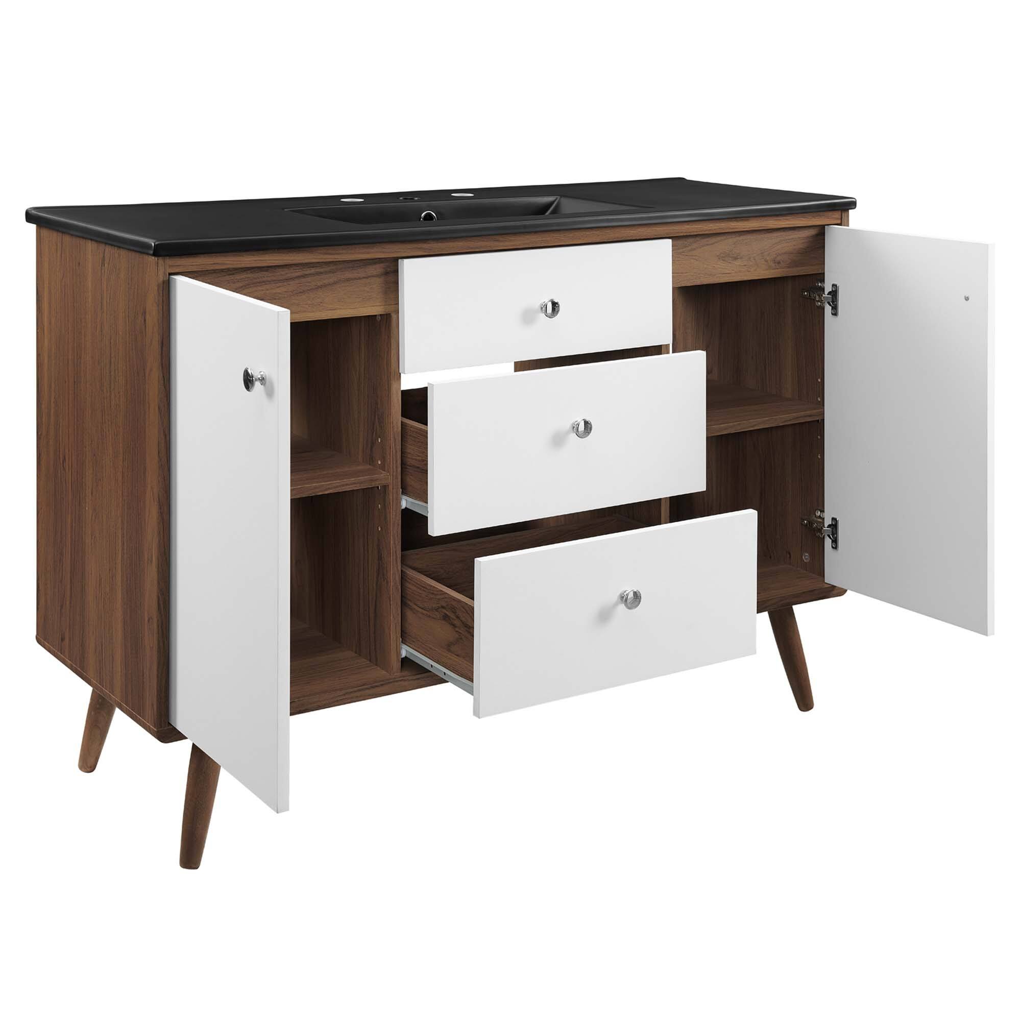Alt View 5. Modway - Transmit Bathroom Vanity Basin Included - Walnut Black.