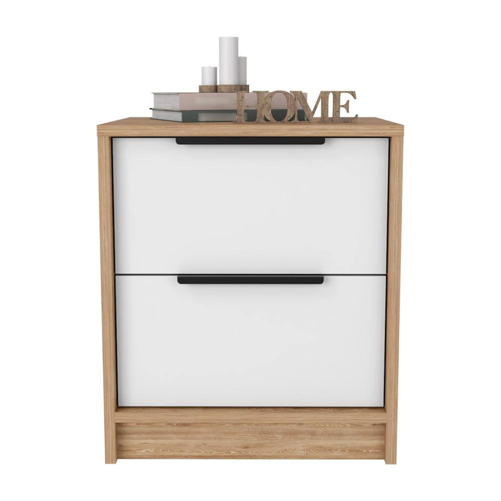Front. Treevol Furniture - Nightstand Cervants, Bedroom, White / Pine - Multi-color.