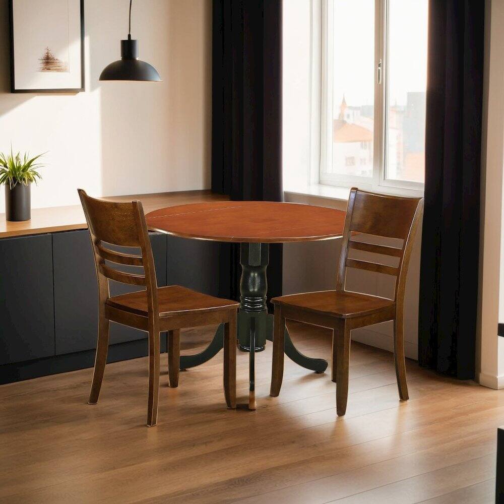 Angle. FurniFact - Elegant Wooden Dining Chairs Set of 2 for Kitchen and Dining Room - Espresso.