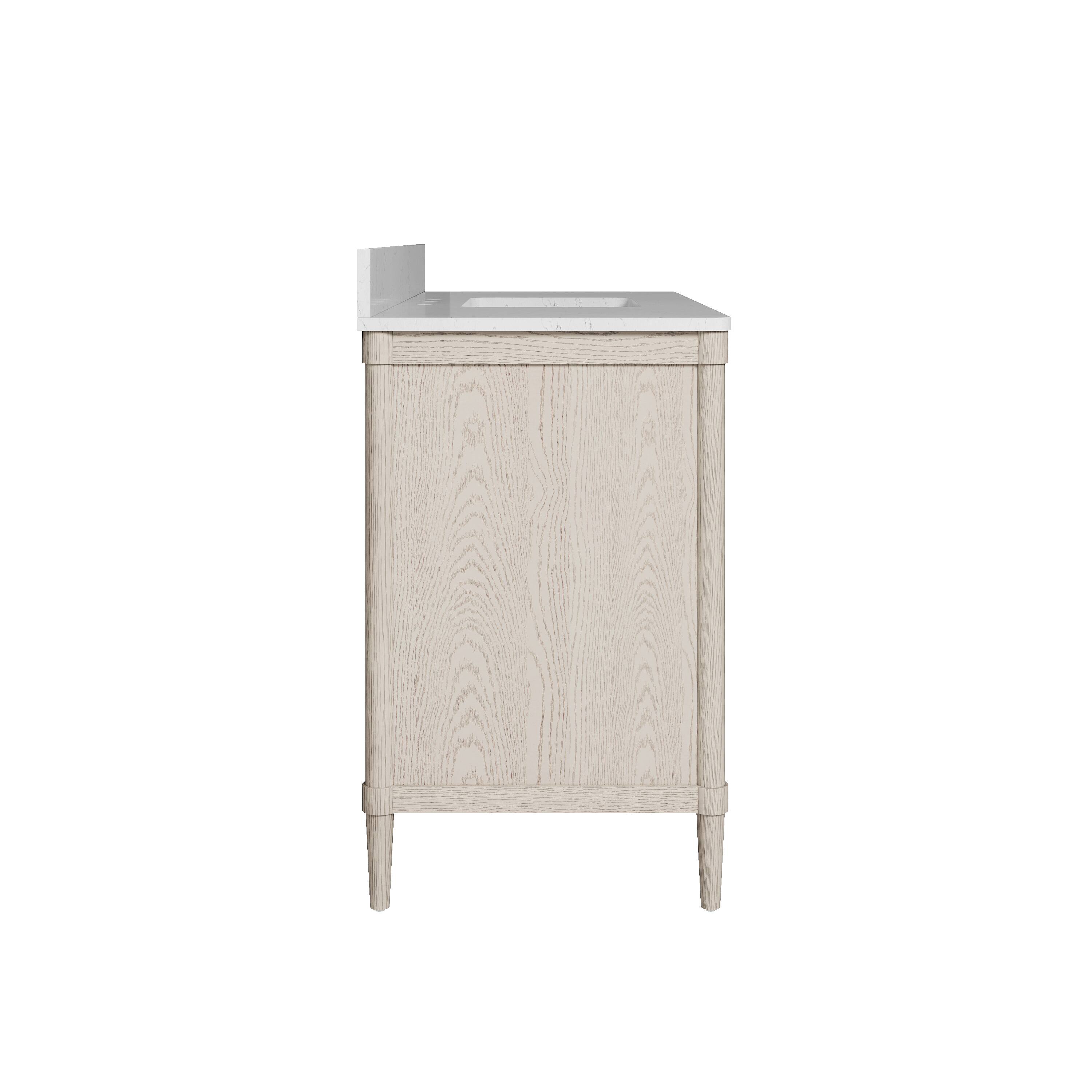 Alt View 10. WELLFOR - ETHAN 48 in. Solid Wood Bath Vanity with Quartz Top, Single Sink, Soft Close, Assembled - OAK.