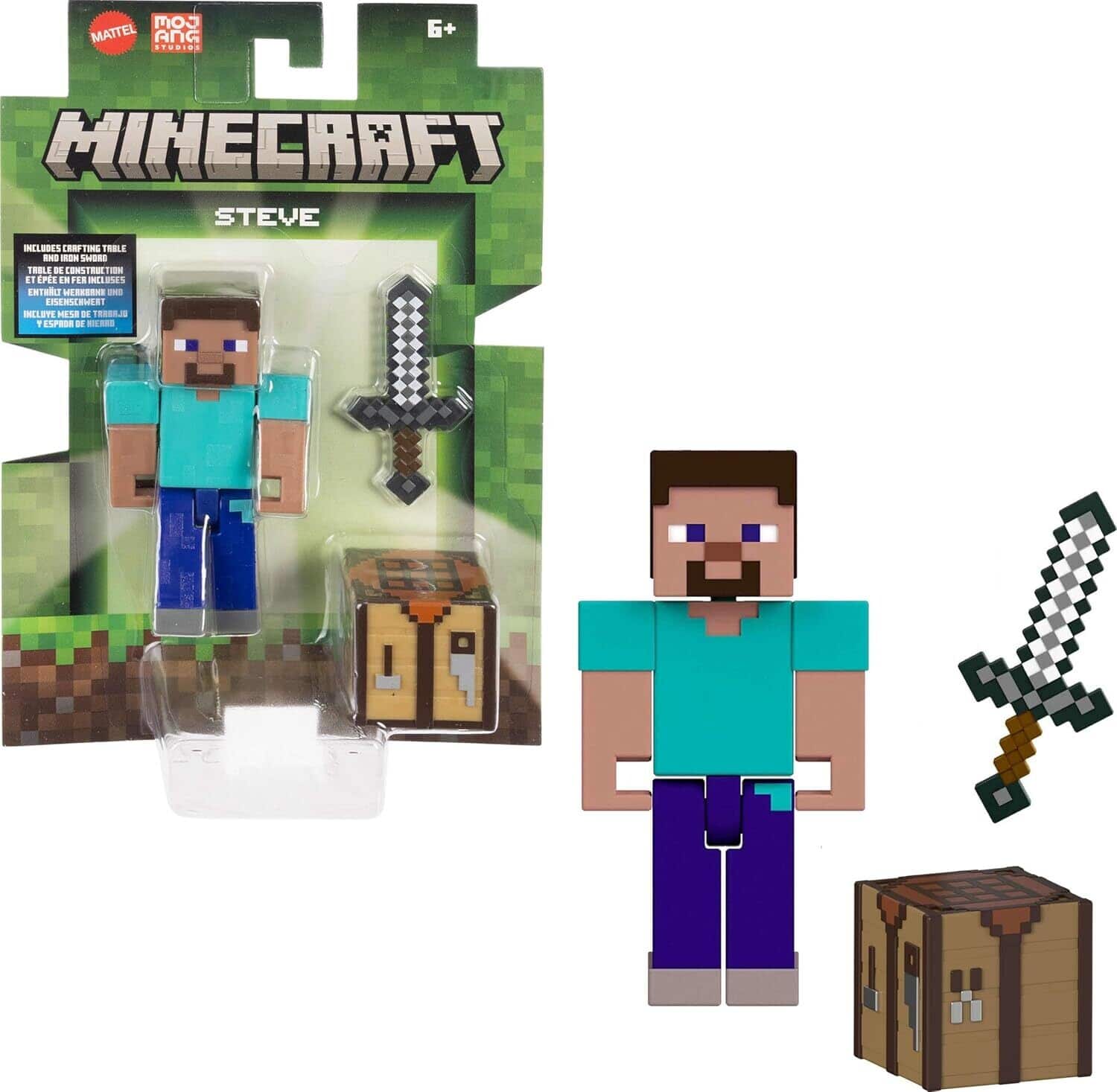 Mattel Minecraft 3.25'' Steve Figure with Accessories Collectibles