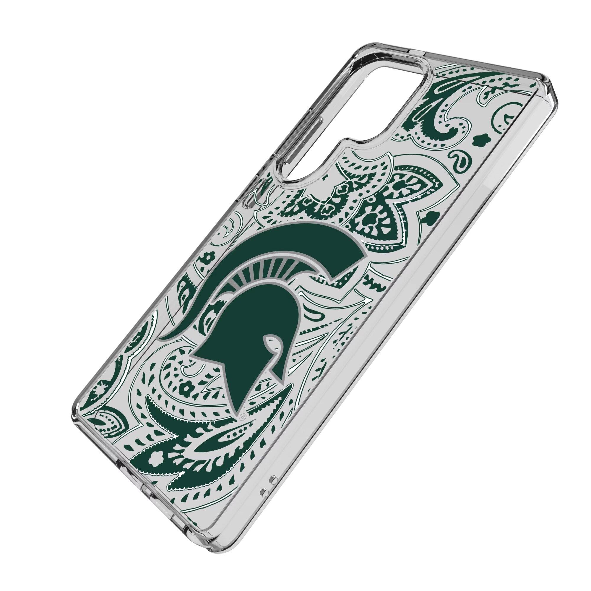 Alt View 1. Keyscaper - Michigan State Spartans Paisley Galaxy Clear Case - S25 Ultra - Multicolor.