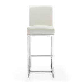 Manhattan Comfort - Element Modern Metal Upholstered Barstool - Set of 2 - Pearl White