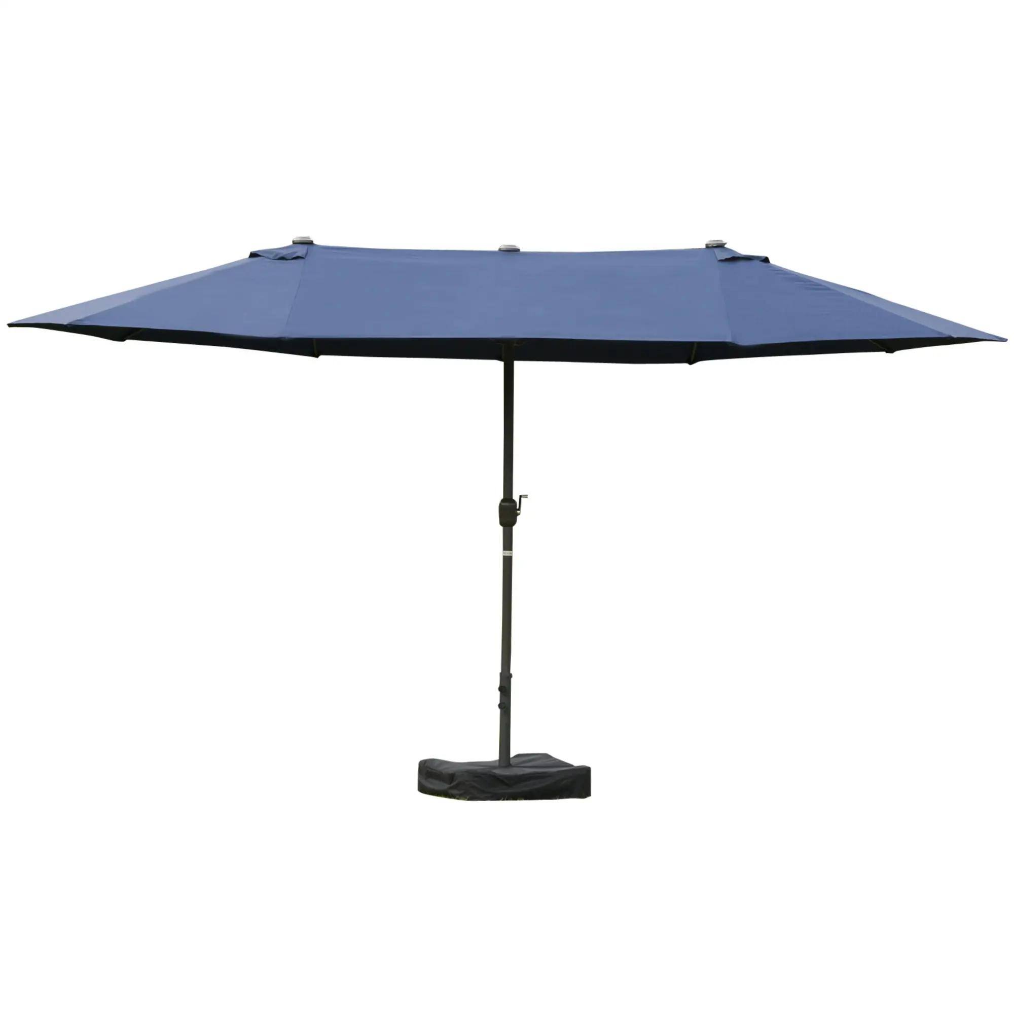 Front. Spaco - Spaco 15Ft Double-Sided Rectangular Patio Umbrella, Crank Shade with Base - Dark Blue.
