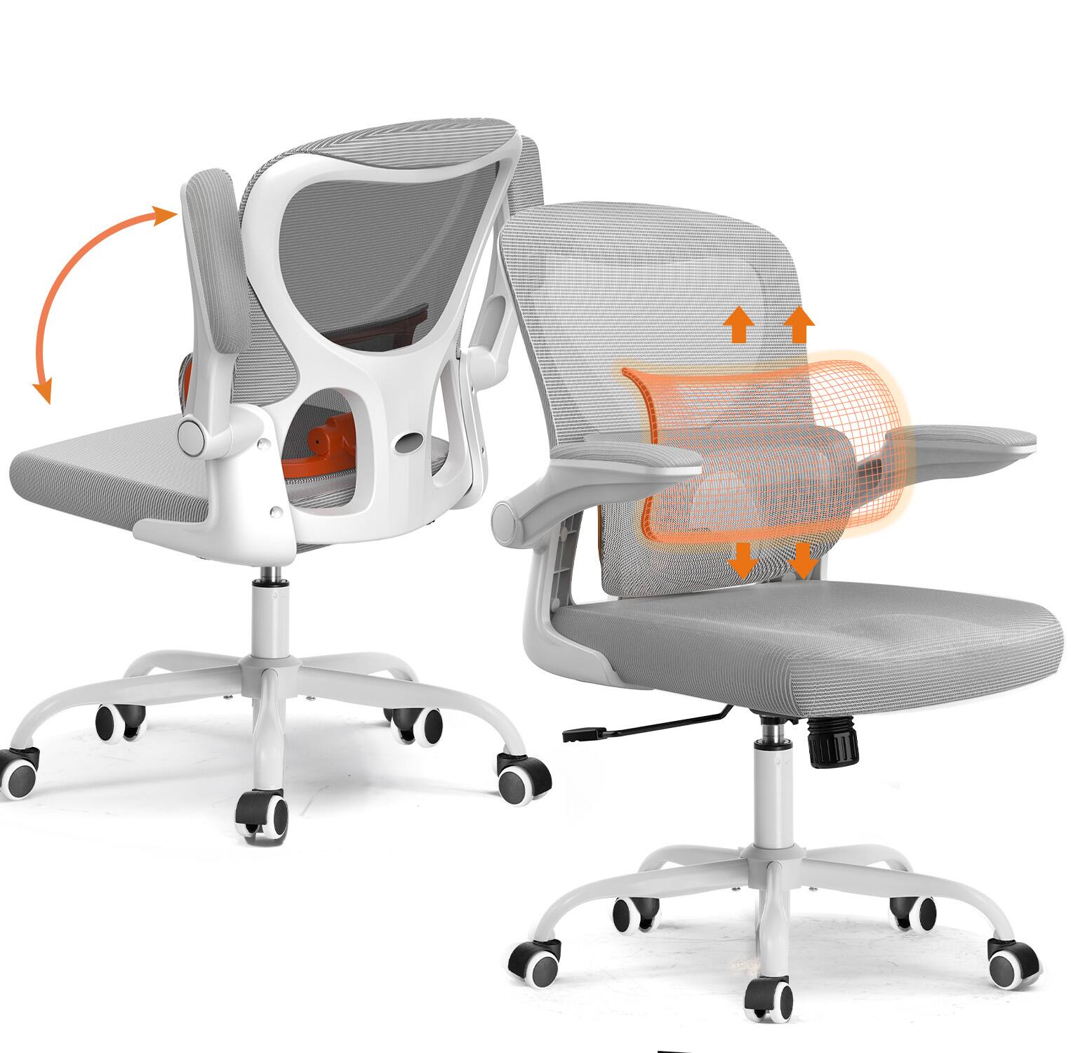 CloudRest Pro - Ergonomic Office Chair with Adjustable Lumbar Support Mesh Computer Desk Chair - Gray