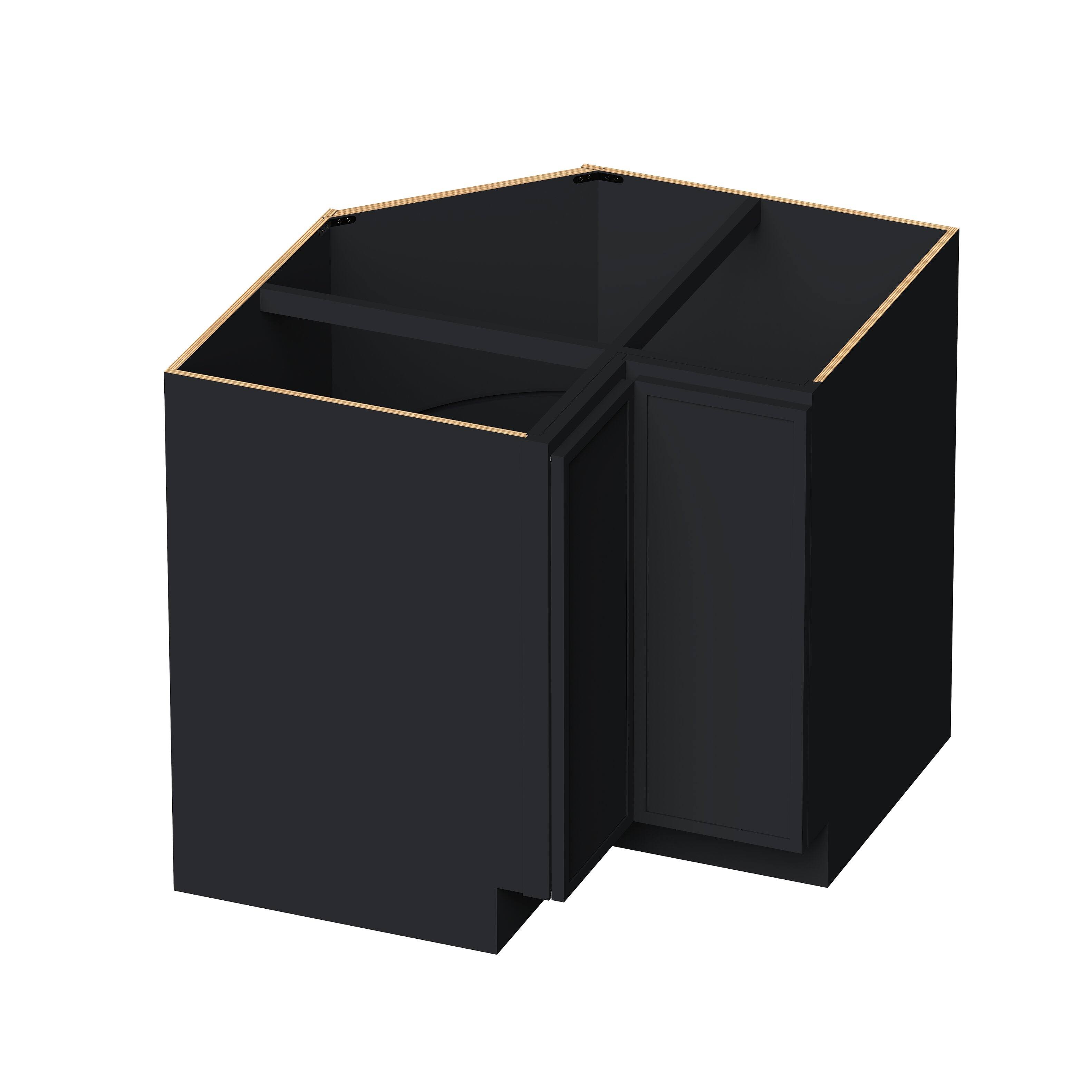 Front. Boyel Living - 36-in W x 34.5-in H x 24-in D Shaker RTA Kitchen Lazy Susan Corner Base Cabinet with Soft-Close - Black.