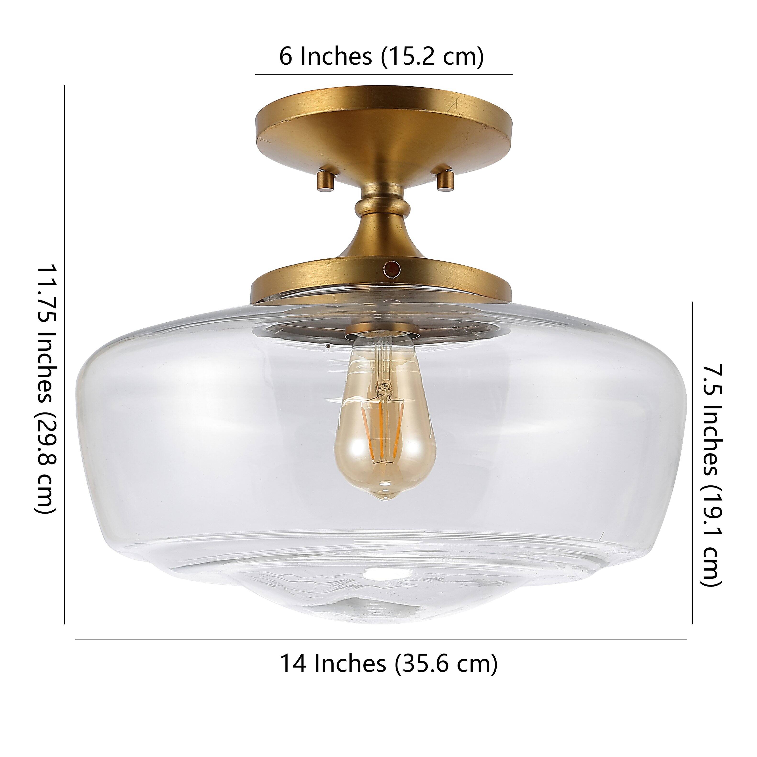 Jonathan Y Marfa 14" 1 Light Modern Farmhouse Schoolhouse Frosted Glass ...