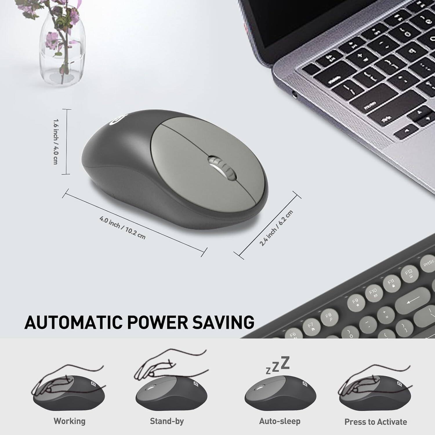 1.6 inch / 4.0 cm  
4.0 inch / 10.2 cm  
2.4 inch / 6.2 cm  

AUTOMATIC POWER SAVING  

Working  
Stand-by  
Auto-sleep  
Press to Activate