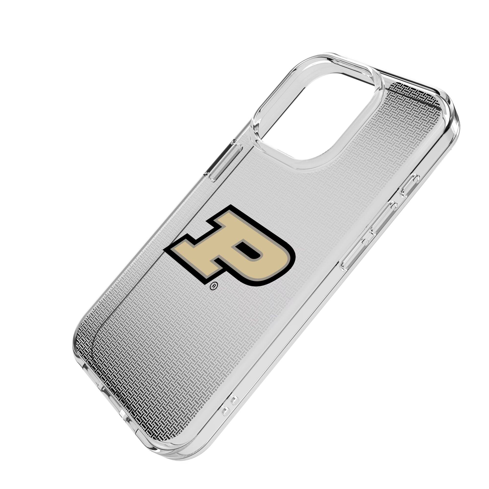 Alt View 1. Keyscaper - Purdue Boilermakers Linen Logo iPhone Clear Case - 13 Pro Max - Multicolor.