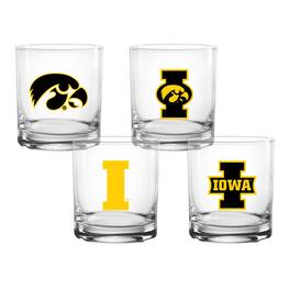 Indigo Falls - Iowa Hawkeyes 4-Pack Collector's 14oz. Rocks Glass Set - Multicolor