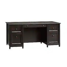 Sauder - Edge Water Collection 65" Wood Executive Desk, (409042) - Estate Black