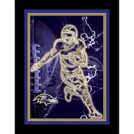 Fan Creations - Baltimore Ravens 12'' x 16'' Framed Neon Player Print - Black