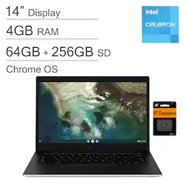 Samsung - Galaxy Chromebook Go 14" HD LED Laptop - Intel Celeron N4500 - 4GB RAM - 320GB Storage (64GB eMMC+256GB SD Card) - Silver