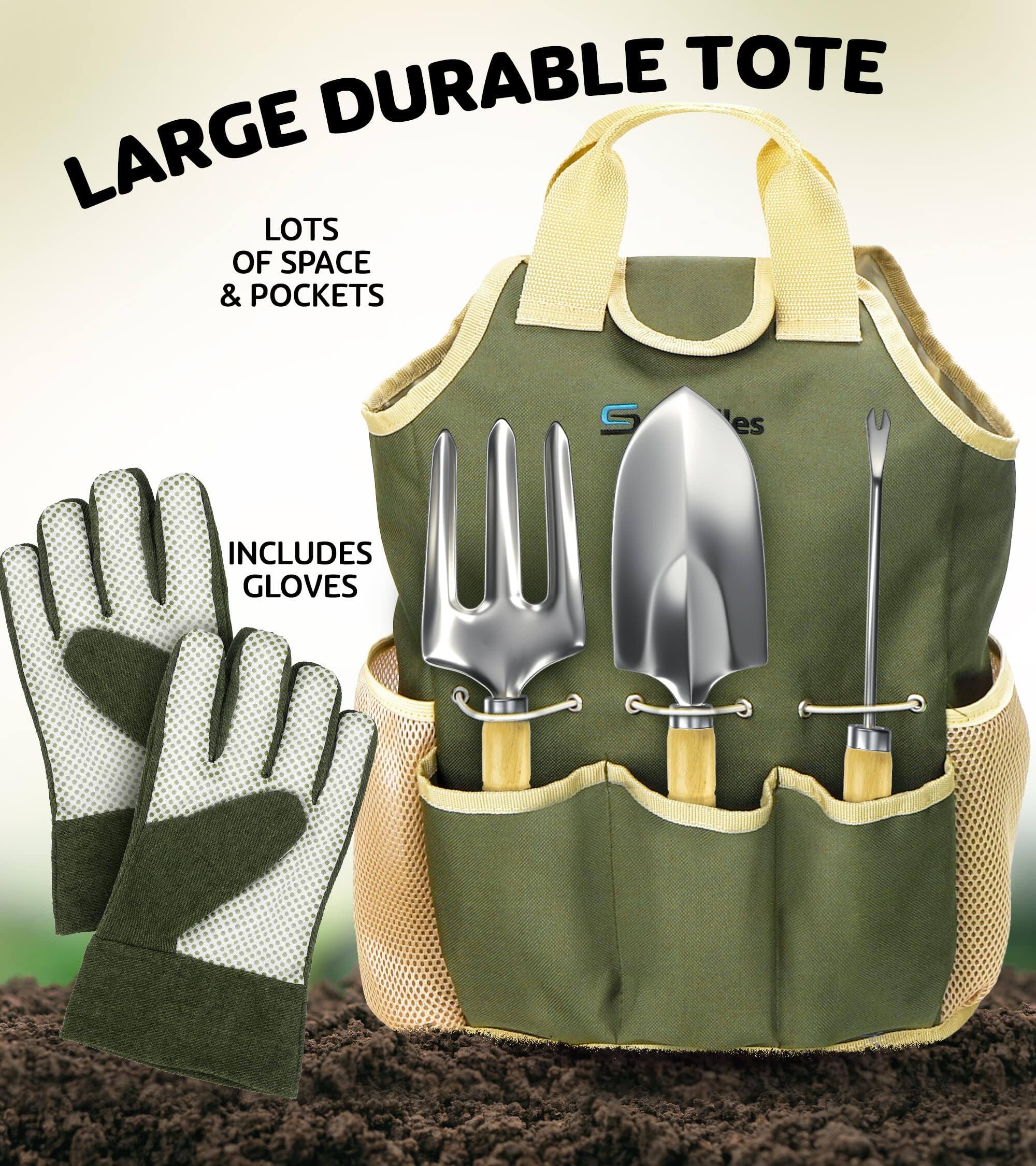 LARGE DURABLE TOTE  
LOTS OF SPACE & POCKETS  
INCLUDES GLOVES