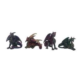 FC Design - 3"H 4-PC Mini Dragon Figurine Statue Set Office/Computer Desk Tabletop Medieval Gaming Home Decor Gift - Multi-Color