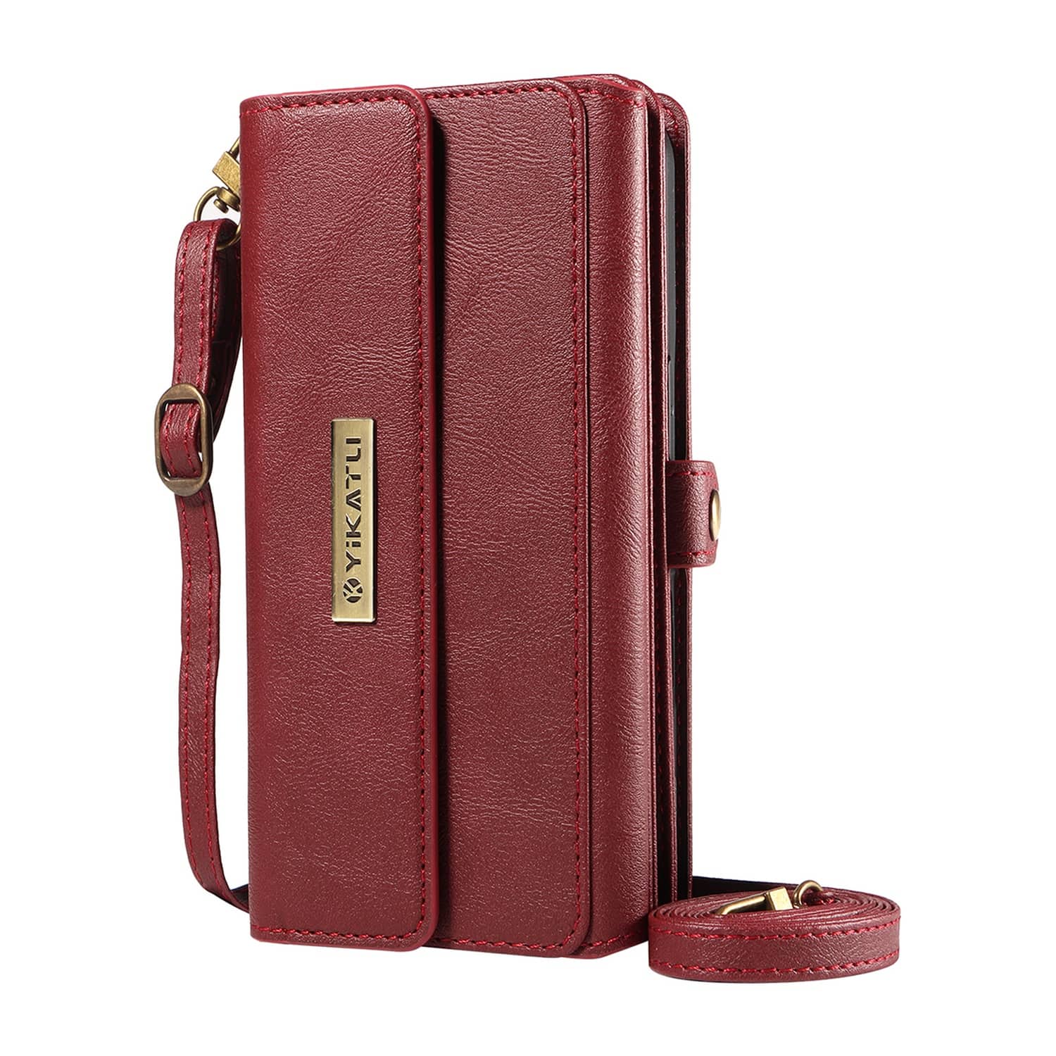 Dteck - Wallet Case For Google Pixel 9 Pro XL PU Leather Detachable Shoulder Strap RFID Blocking Card Stand Shockproof Cover - Red price history on PriceWatchPro