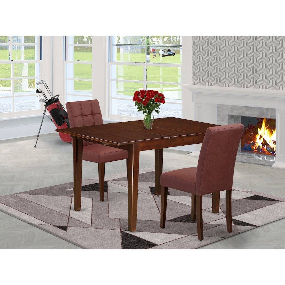Alt View 9. East West Furniture - 3 Piece Mid Century Dining Set consists A Wooden Table - Red.