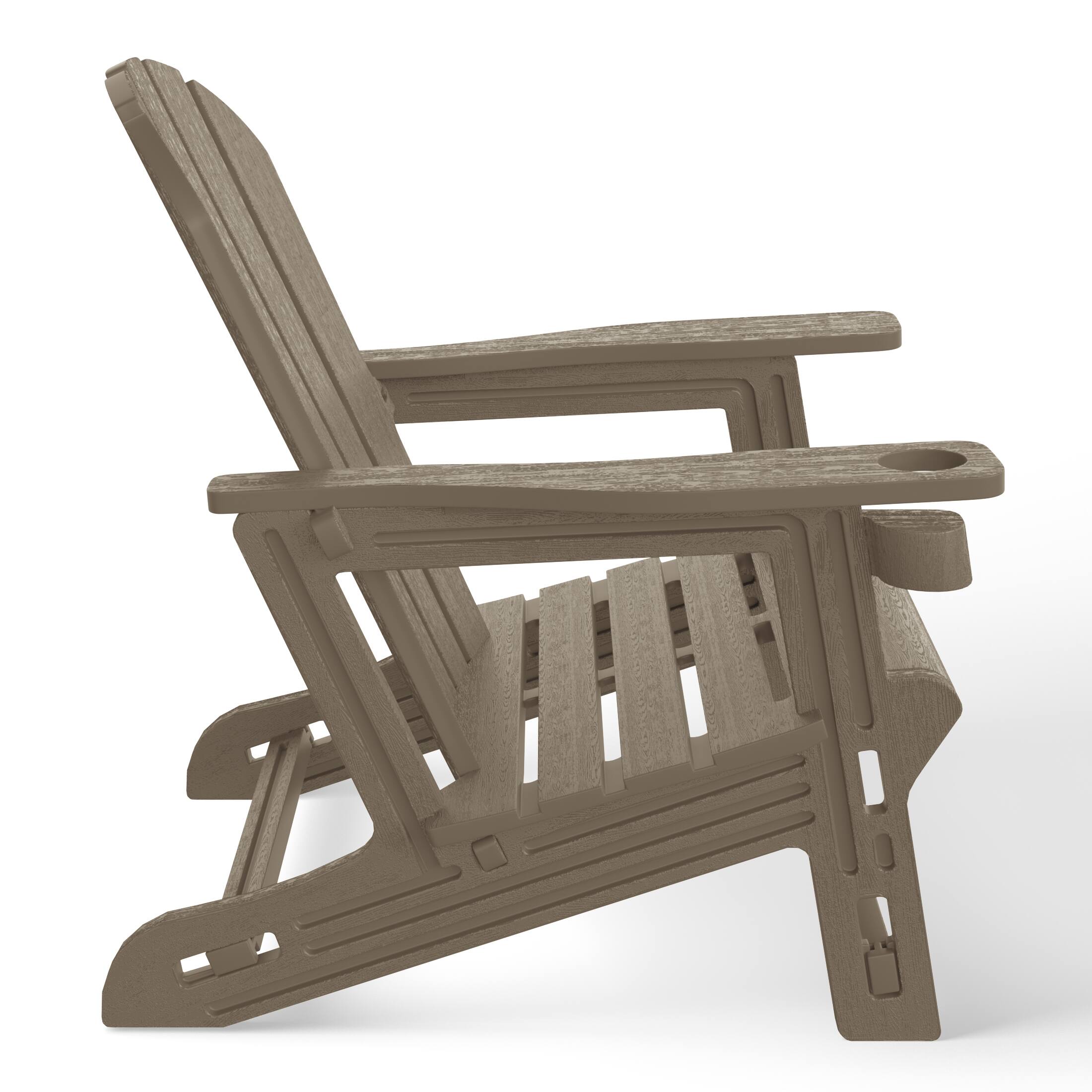 Left. WestinTrends - WestinTrends Azura Tool-Free Assembly Outdoor Patio HDPE Plastic Adirondack Chair with Cup Holder - Weathered Wood.