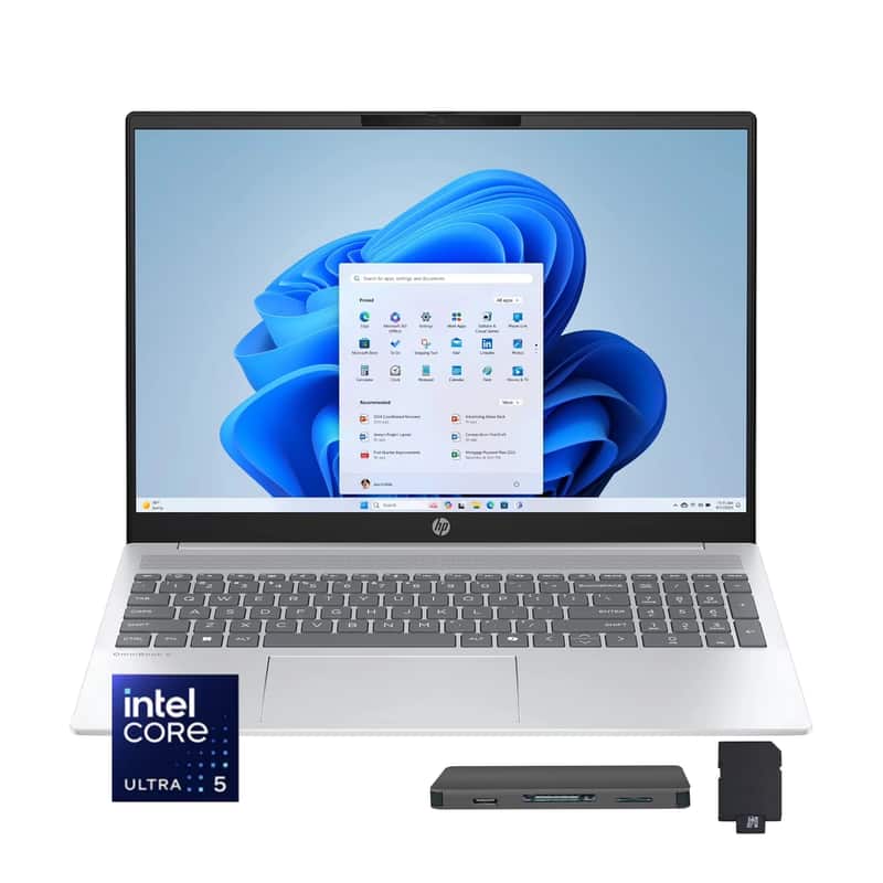 HP - OmniBook 5 16" WUXGA Touchscreen Laptop,Intel Ultra 5 225U,16GB RAM,1TB SSD+160GB Dock Set,Fingerprint,Win11 - Silver