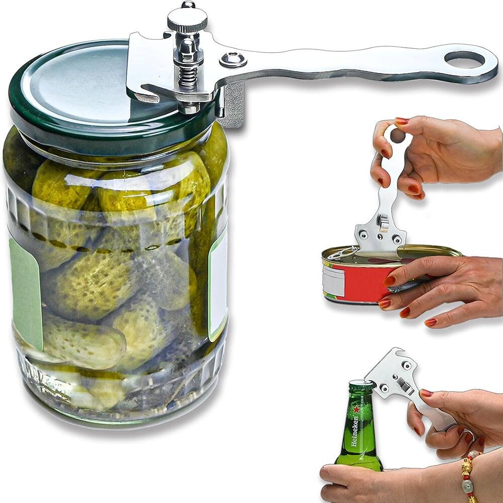 Front. PARKER SLATER - Adjustable Jar Opener, Stainless Steel, Multi-Function, No Damage - Stainless Steel.