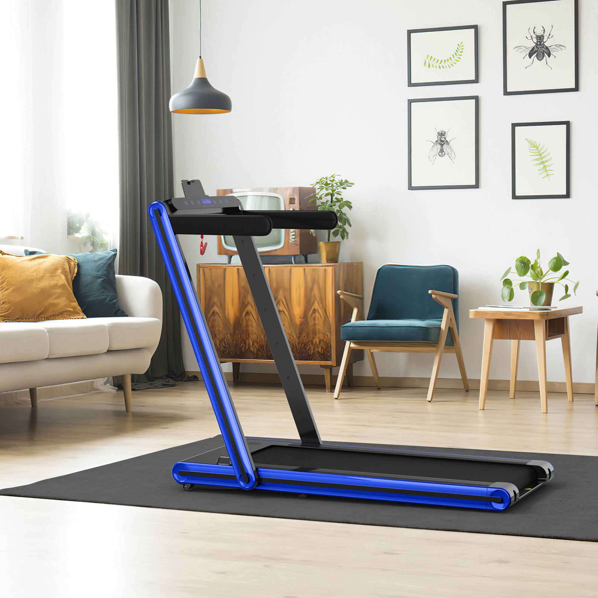 Alt View 2. Gymax - Gymax 2.25HP Folding Treadmill 2-in-1 Walking Running Machine w/ APP & Remote Control Blue - Blue.