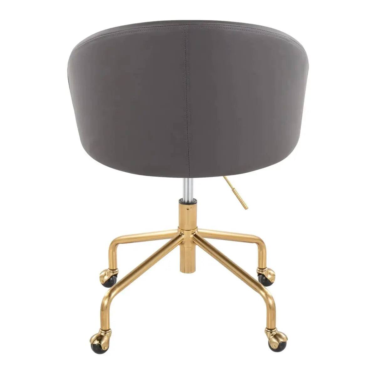 Back. LumiSource - Claire Luxurious Task Chair With Adjustable Height Gray - Gold.